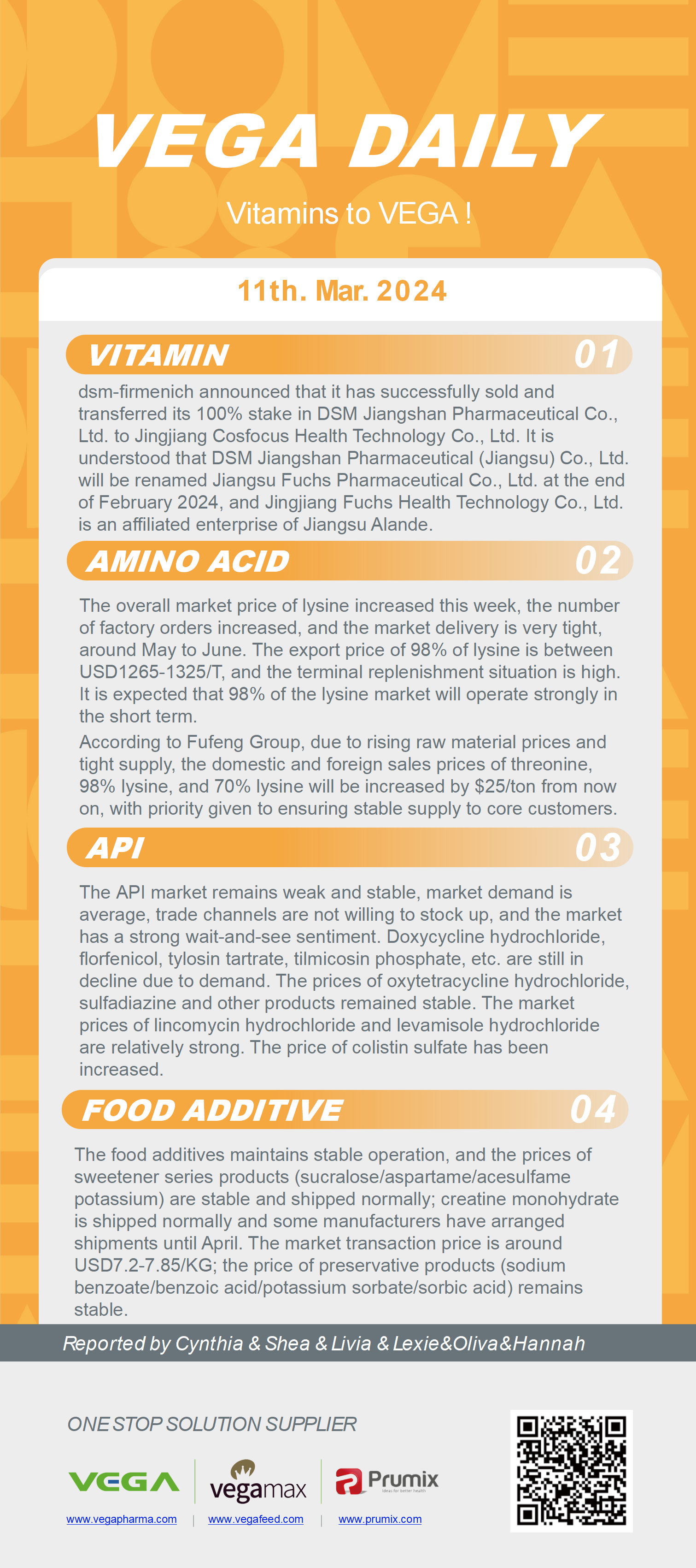 Vega Daily Dated on Mar 11th 2024 Vitamin Amino Acid APl Food Additives.png